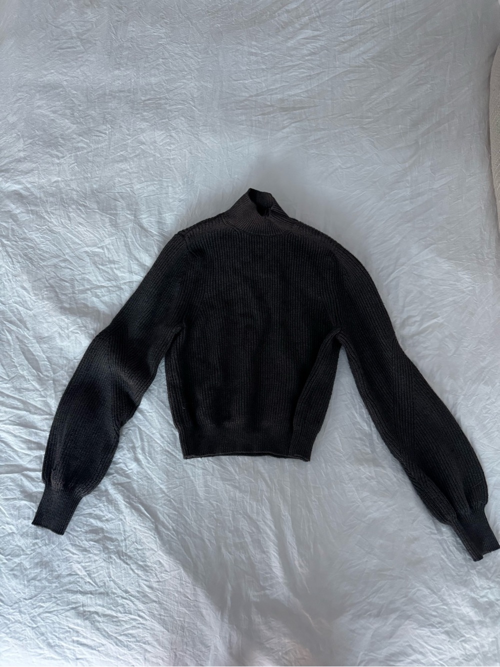 Zara Black Mock Neck Balloon Sleeve Sweater - Women